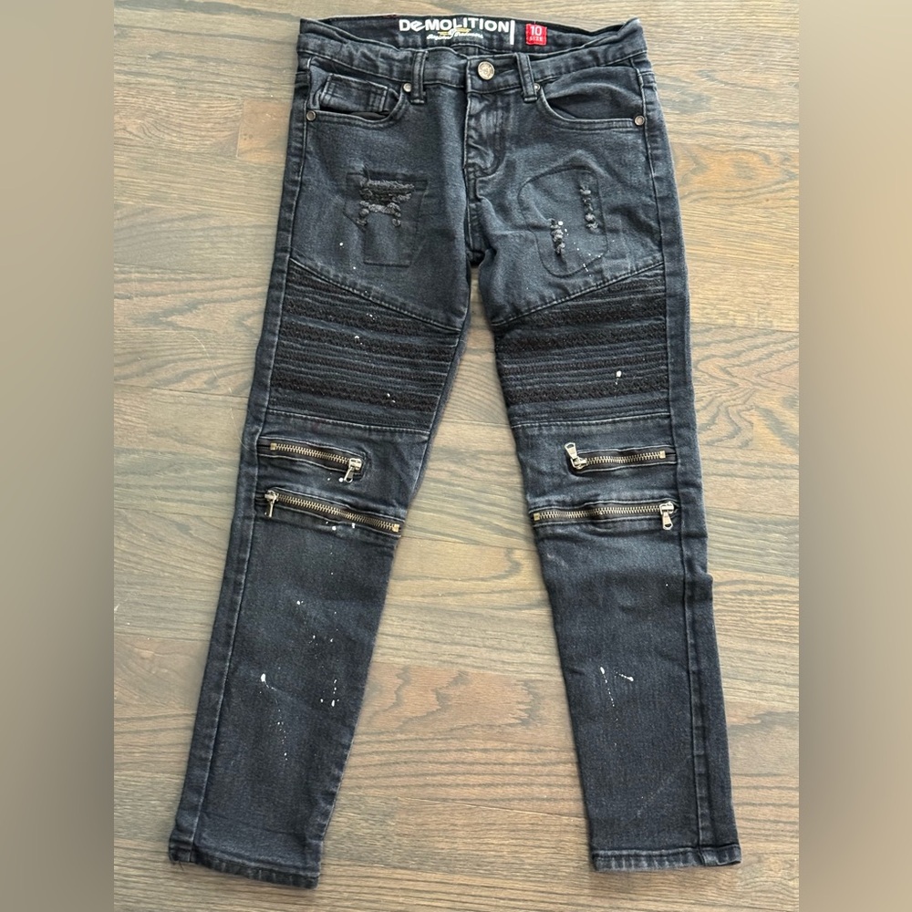 Demolition Kids Black Distressed Jeans size 10